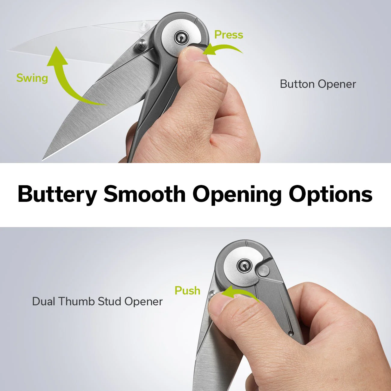CIVIVI Starflare Thumb Stud & Button Lock Knife Aluminum Handle (3.3" Nitro-V Blade) C23052-2 - Image 6