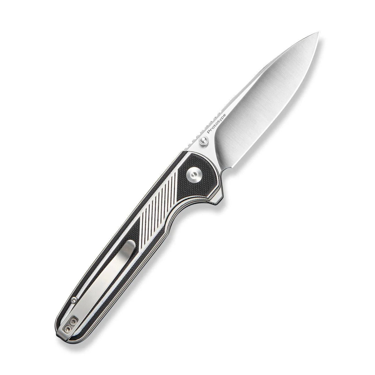 CIVIVI Torsent Flipper & Thumb Stud & Button Lock Knife Black & White G10 Handle (3.38" Satin Finished Nitro-V Blade) C24090A Sample1 - Image 4