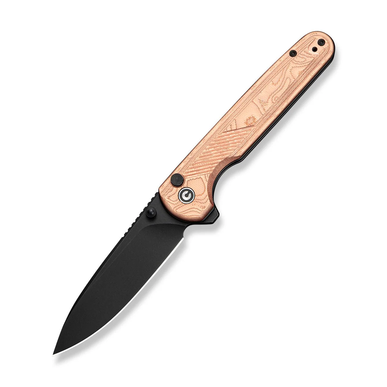 CIVIVI Torsent Flipper & Thumb Stud & Button Lock Knife G10 With Copper Foil Handle (3.38" Black Stonewashed Nitro-V Blade) C24090A Sample2 - Image 3