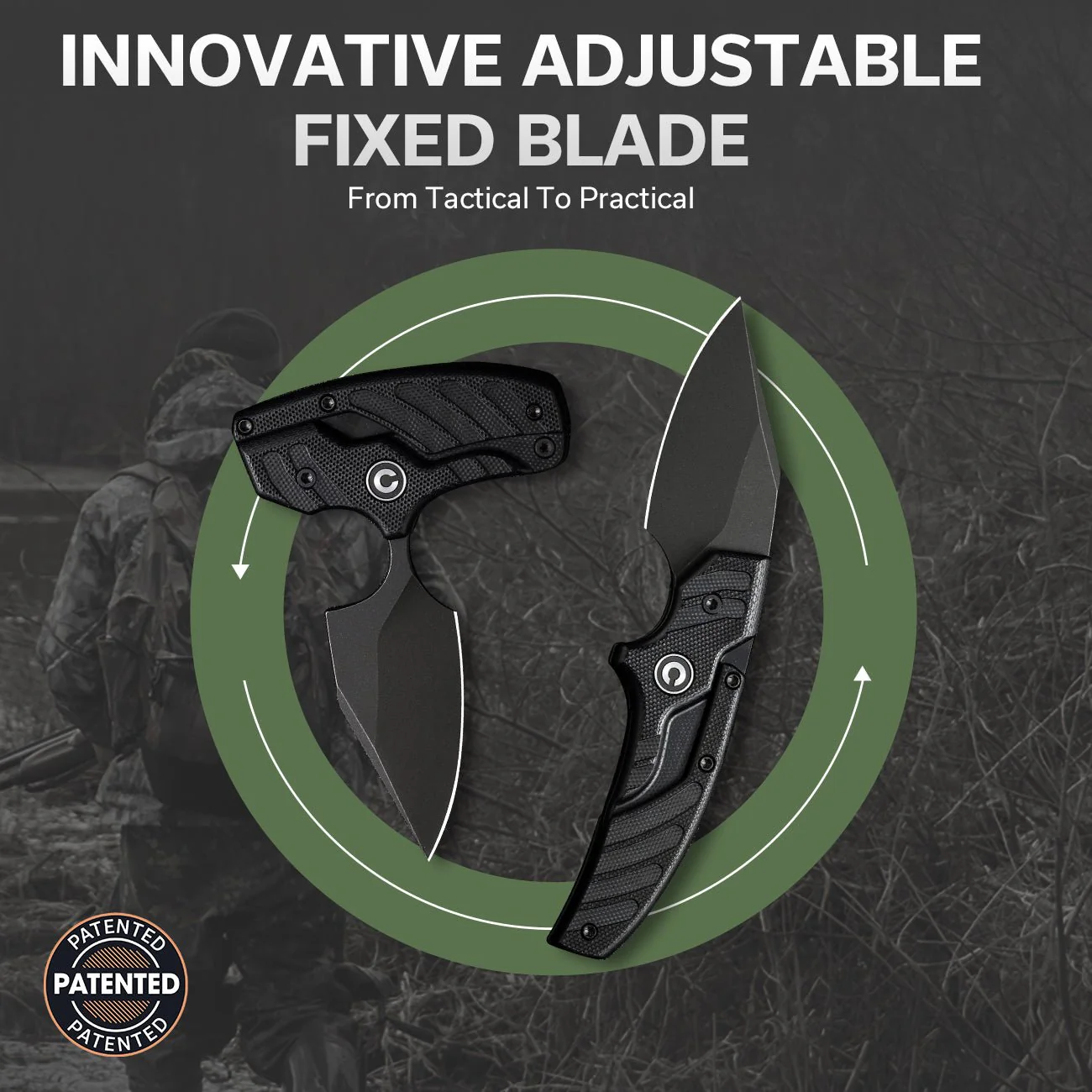 CIVIVI Typhoeus Adjustable Fixed Blade Knife G10 Handle (2.27" 14C28N Blade) C21036-1 - Image 5