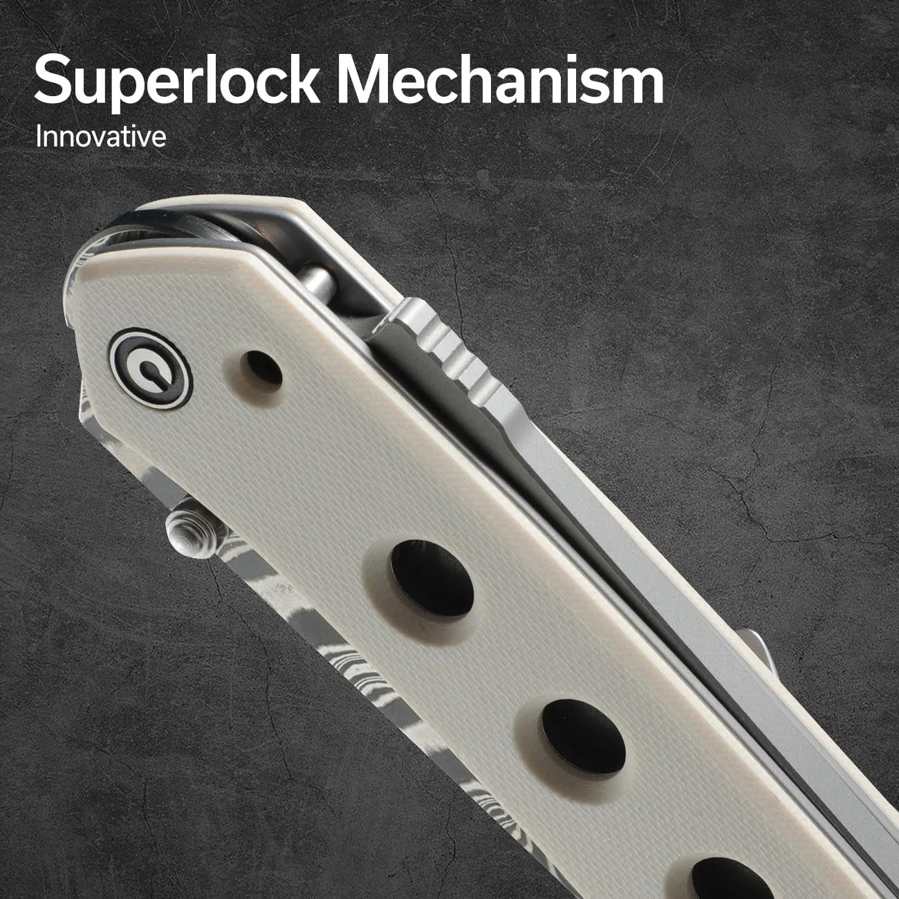 CIVIVI Vision FG Thumb Stud & Superlock Knife G10 Handle (3.54" Damascus Blade) C22036-DS1 - Image 5