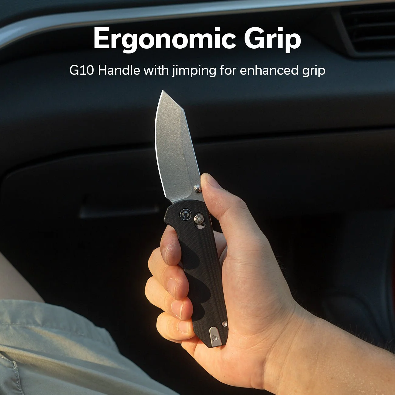 CIVIVI Yonder Thumb Stud & Crossbar Lock Knife G10 Handle (2.88" 14C28N Blade) C23073-1 - Image 6