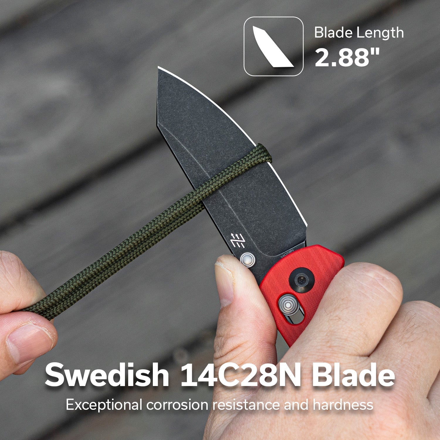 CIVIVI Yonder Thumb Stud & Crossbar Lock Knife Red G10 Handle (2.88" Black Stonewashed 14C28N Blade) C23073-2 - Image 5