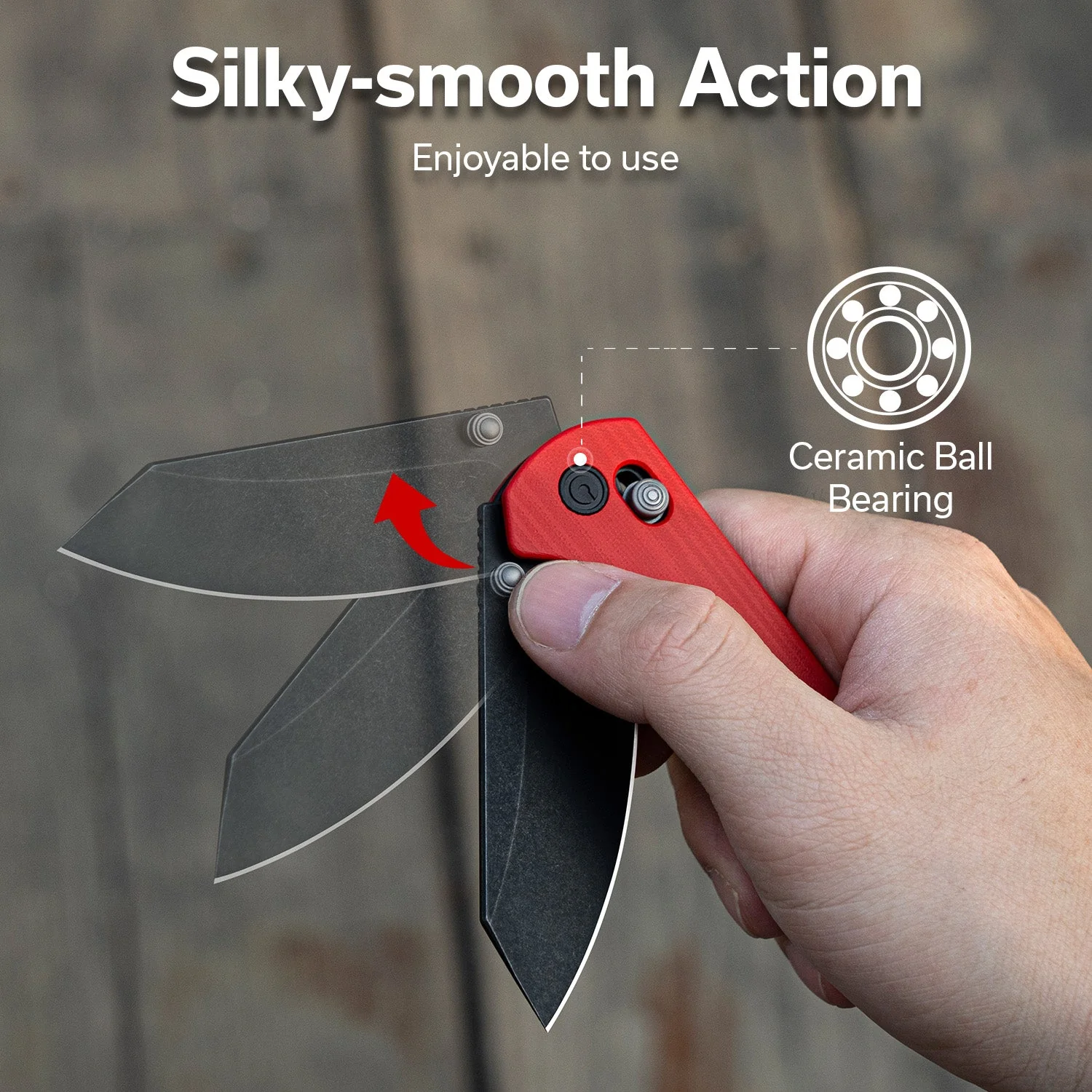 CIVIVI Yonder Thumb Stud & Crossbar Lock Knife Red G10 Handle (2.88" Black Stonewashed 14C28N Blade) C23073-2 - Image 6