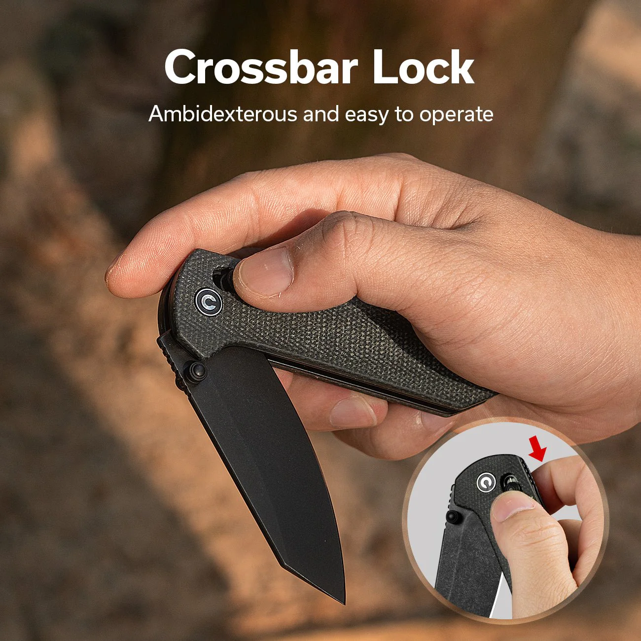 CIVIVI Yonder Thumb Stud & Crossbar Lock Knife Micarta Handle (2.88" 14C28N Blade) C23073B-1 - Image 3