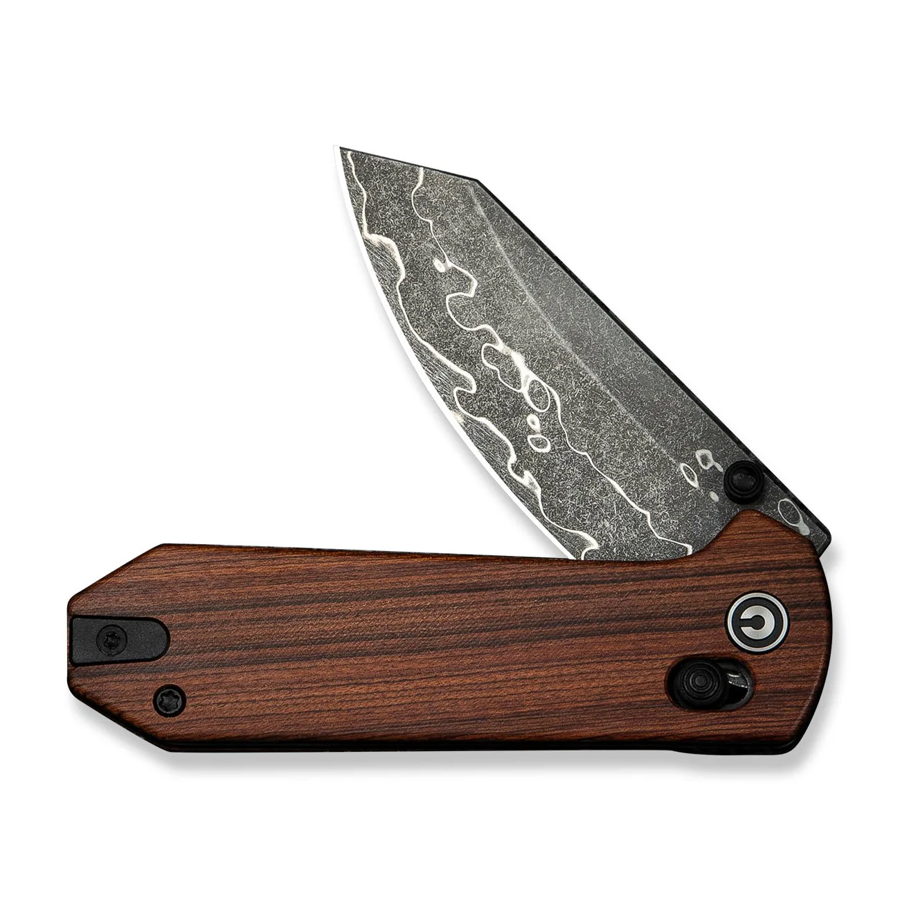 CIVIVI Yonder Thumb Stud & Crossbar Lock Knife Wood Handle (2.88" Damascus Blade) C23073B-DS1 - Image 10