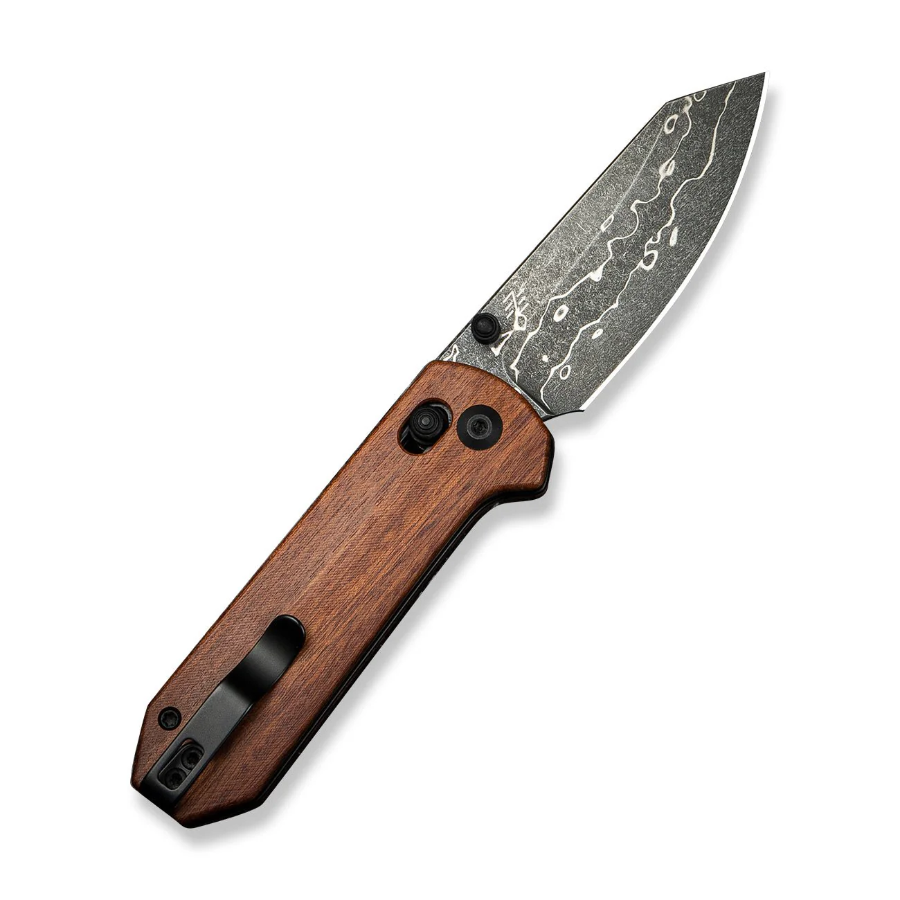 CIVIVI Yonder Thumb Stud & Crossbar Lock Knife Wood Handle (2.88" Damascus Blade) C23073B-DS1 - Image 7