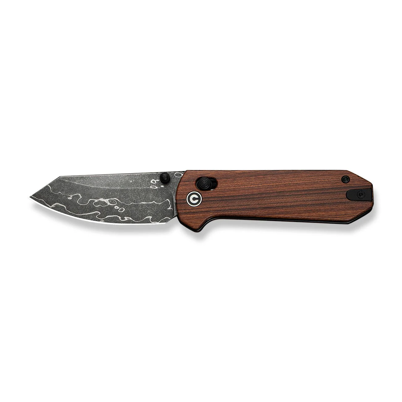 CIVIVI Yonder Thumb Stud & Crossbar Lock Knife Wood Handle (2.88" Damascus Blade) C23073B-DS1 - Image 9